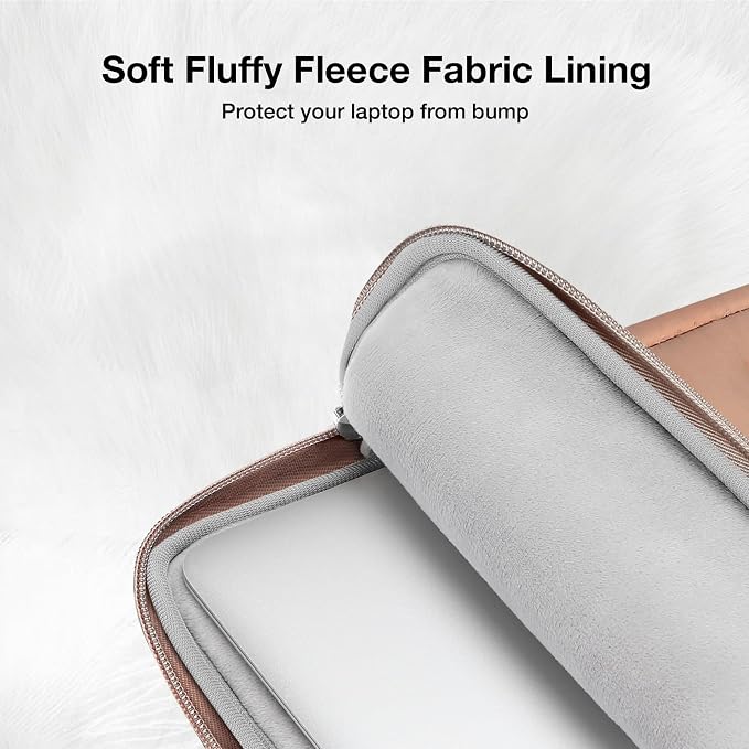 MOSISO Laptop Case 13.3 inch, 13-13.3 inch Puffy Laptop Sleeve Compatible with MacBook Air 13 13.6/Pro 13/Pro 14, HP Dell ASUS Lenovo, Rectangle Quilted Puffer Computer Bag for Women, Brown