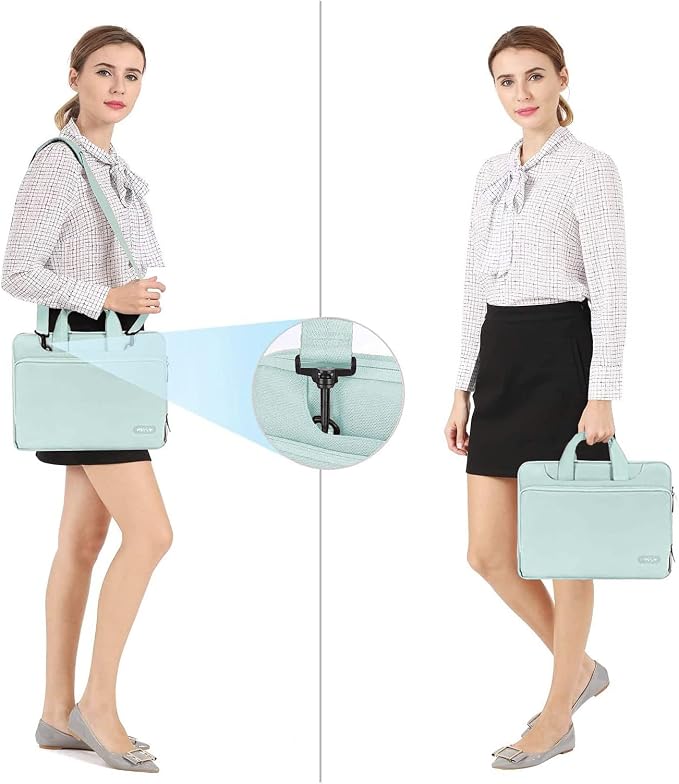 MOSISO 360 Protective Laptop Bag 13.3 inch, 13-14 inch Computer Bag Compatible with MacBook Air 13 inch/Pro 13 inch/Pro 14 inch,HP,Dell,Notebook, Laptop Carrying Case with Strap&Handle, Mint Green