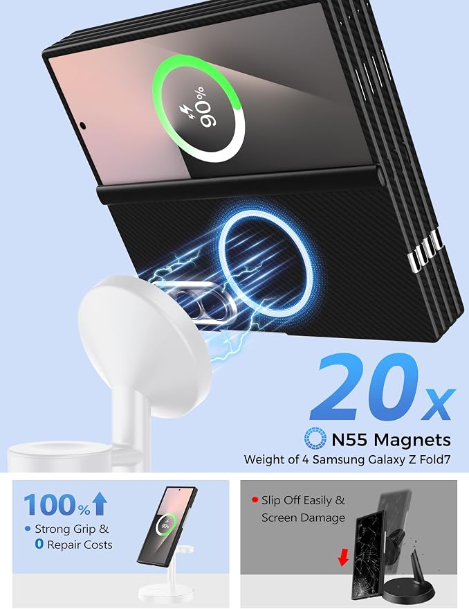 Magnetic Wireless Charger for Samsung, 3 in 1 Fast Charging Station Phone Charger Stand Compatible with Samsung Galaxy S26 S25 S24 S23 Ultra Z Fold/Flip 7, Galaxy Watch Ultra 8 7 6, Buds 4/3 Pro