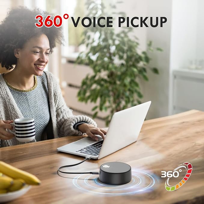 USB Computer Speakers, PC Speaker with Microphone, 2 Sound Modes, Laptop Speaker with Mic, Hand Free Enhanced Voice Pick up, Compatible with Zoom for Video Meeting, Skype, Gaming, Zoom, Plug & Play