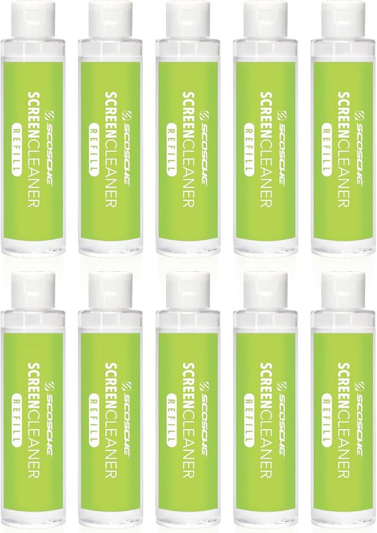Scosche SCOCLNR Refill Bottles for Streak-Free Electronic Screen Cleaner Spray and Wipe Cleaning Kit for TV, Computer, Phone, iPhone, iPad, Laptop, MacBook, Car Touchscreen, 10 Pack of Refills
