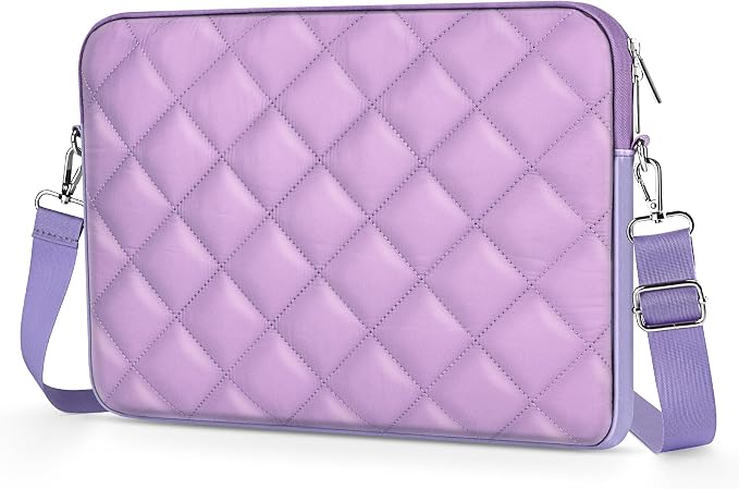 Puffy Quilted Laptop Sleeve with a Removable Shoulder Strap Compatible with MacBook Air/Pro, 13-13.3 inch Notebook, Compatible with MacBook Pro 14 inch M3 M2 M1 Chip 2023-2021
