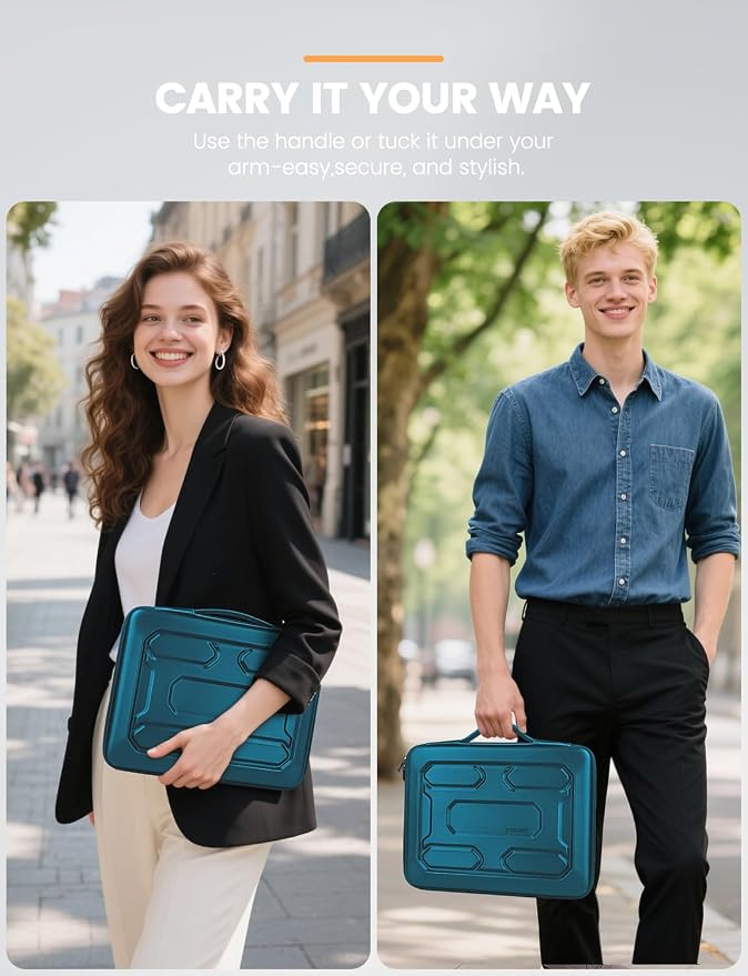 DOMISO 15.6 inch Laptop Sleeve with Handle Shockproof Waterproof EVA Protective Case for 15.6" Yoga 720 IdeaPad 310 320 ThinkPad T570/Legion 5 Gen 6/HP Envy 15/15.6" Notebooks, Teal