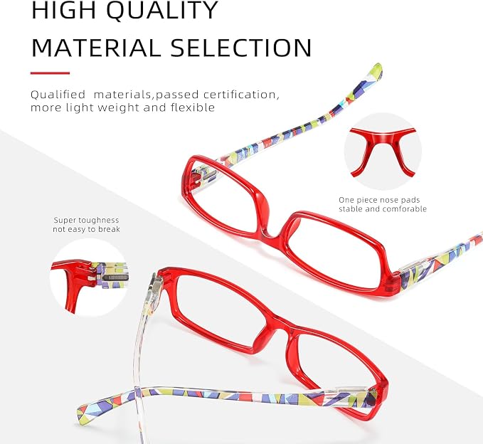 5Pack Reading Glasses for Women - Blue Light Blocking Spring Hinge Computer Readers Anti Glare UV Eyeglasses