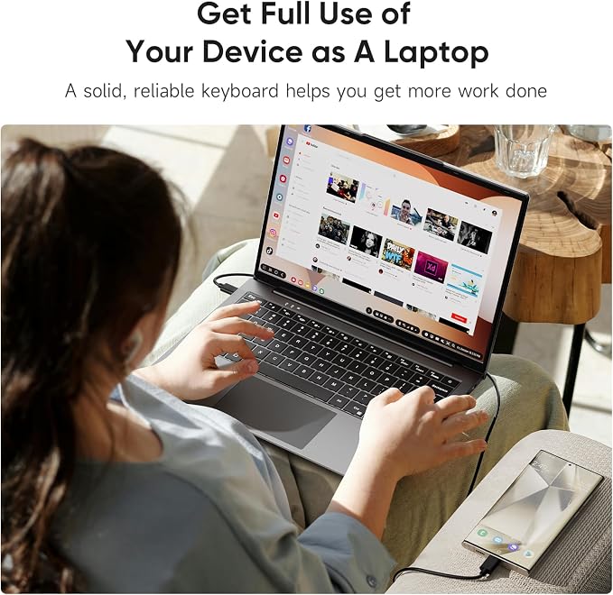 Portable Monitor with Keyboard, 14.1Inch Lapdock Monitor Built-in 5000mAh Battery, 1080P HDR IPS Portable Display for Laptop, Steam Deck, Nintendo Switch, Windows, Mac
