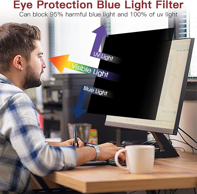 2 Pack 23.8 Inch Privacy Screen for Computer Monitor 16:9 Aspect Ratio, Eye Protection Anti Glare Computer Screen Cover, Removable Anti-Scratch Computer Screen Privacy Shield for 23.8'' Monitor