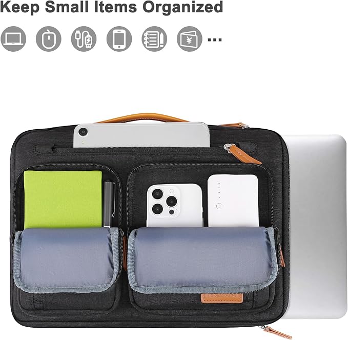 MOSISO 360 Protective Laptop Case 13.3 inch, 13-13.3 inch Laptop Sleeve Compatible with MacBook Air/Pro 13/Pro 14, HP Dell Acer, Side Open Carrying Computer Bag with 5 Accessory Pockets&Belt, Black