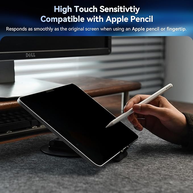 Privacy Screen Protector Compatible with iPad Pro 13 Inch M4/M5 [2024/2025 7/8th Gen], Anti Glare Blue Light Spy Filter Private, High Sensitive Bubble-Free Easy Install Black Security Screen Shield