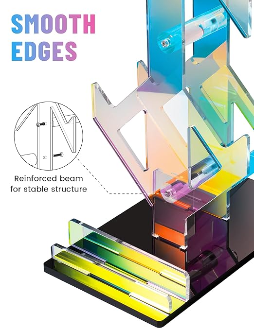 NiHome Iridescent Acrylic 2-Tier Universal Game Controller Headset Holder Rack, Modern Storage Organizer for PS5 Xbox ONE Switch Game Controllers and Headphones Anti-Slip Stable Gaming Accessory Stand