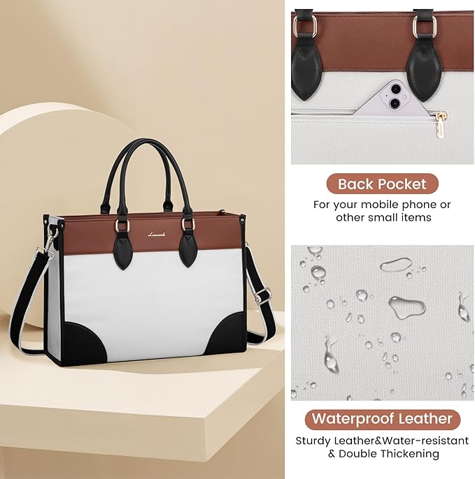 LOVEVOOK Laptop Bag for Women 15.6 lnch,Waterproof Laptops Tote Bags for Womens,Professional Work Bags for Women with Cup Holder,Large Laptop Purse Computer Briefcase Office Teacher Clutch Bag,2 PCS