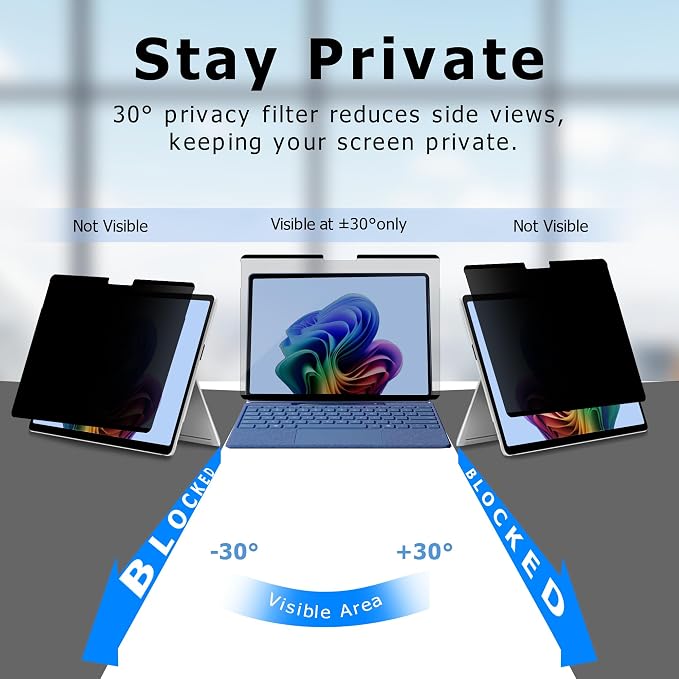 Adeway Privacy Screen Protector for Surface Go 4/3/2/1 10.5 Inch, Magnetic Nano, Anti-Spy, Removable, Blue Light & UV Blocking, Anti-Glare