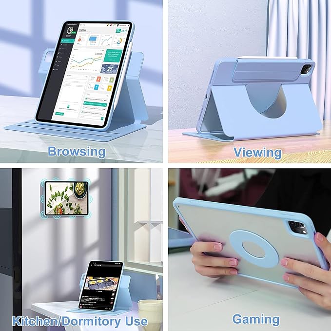 Vertical Keyboard Case for iPad 11 inch 2025(A16) with Mouse, Aslo for iPad 10 2022 with Pencil Holder, Magnetic Rotating Clear Case (Magnetic-Black)
