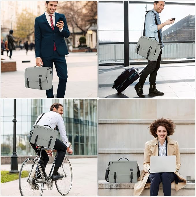 MATEIN School Bag, Bookbag for Teen, College Student Gifts, Mens Briefcase 15.6 inch Laptop Messenger Bag for men, Large Crossbody Satchel Computer Work Office Case with Shoulder Strap, Grey