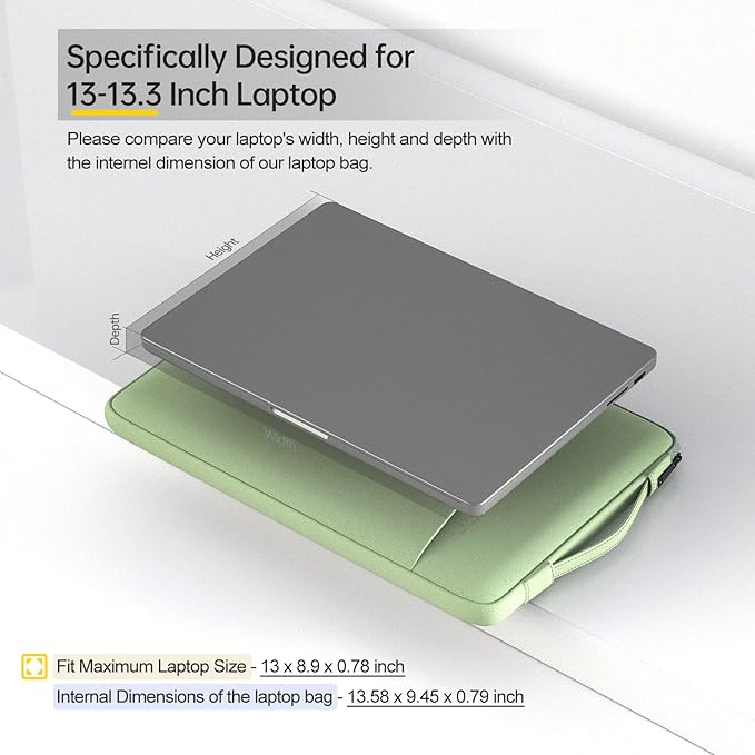 13 Inch Laptop Sleeve for 2026 MacBook Neo A18, MacBook Air 13-inch Laptop with M5 chip A3449, MacBook Air 13.6-inch Carrying Case, Green