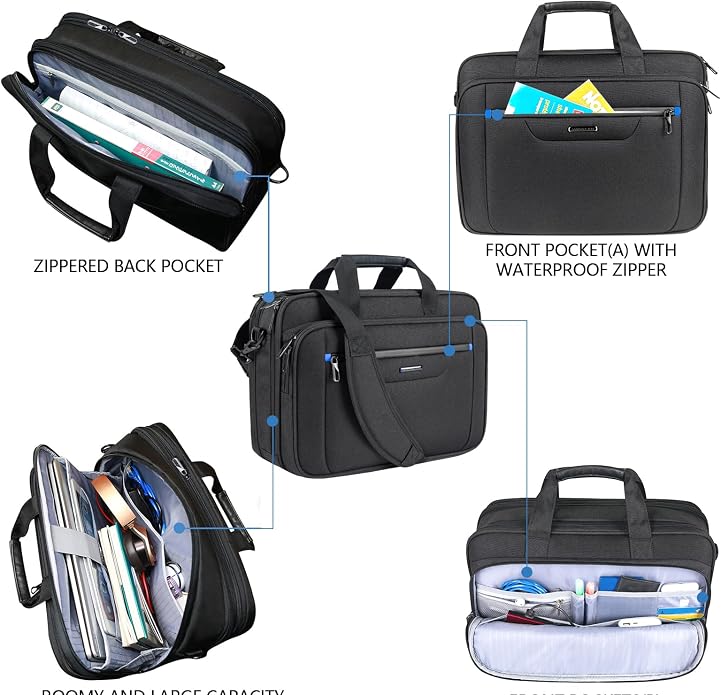 VANKEAN Laptop Briefcase Premium Laptop Case Fits Up to 17.3 Inch Business Shoulder Bag Laptop Expandable Water-Repellent
