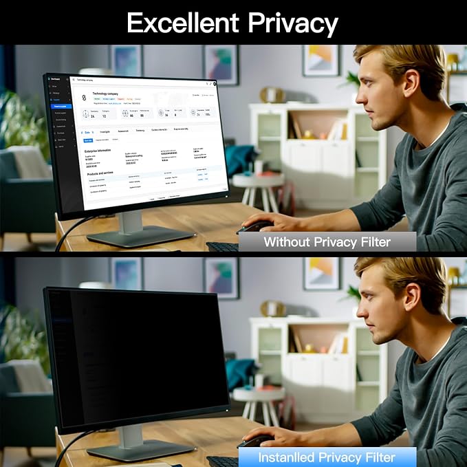2-Pack 24 Inch Computer Privacy Screen Filter, Anti-Spy/Glare Protector Film for Widescreen Monitor with 16:9 Aspect Ratio