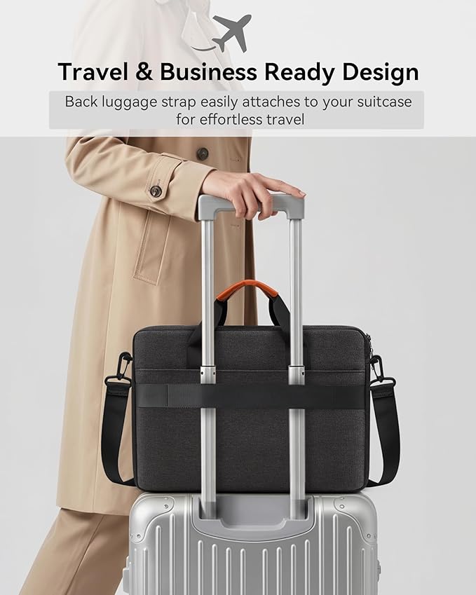 bagasin 17 17.3 18 inch Laptop Computer PC Shoulder Bag Carrying Case, Water-Repellent Fabric Briefcase, Lightweight Toploader, Business Casual or School