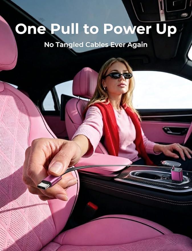 Retractable Car Charger 4 in 1, Fast Car Phone Charger with Cord 31.5Inch, USB C and Apple Car Adapter, Compatible with iPhone 17 16 15 14 13 12