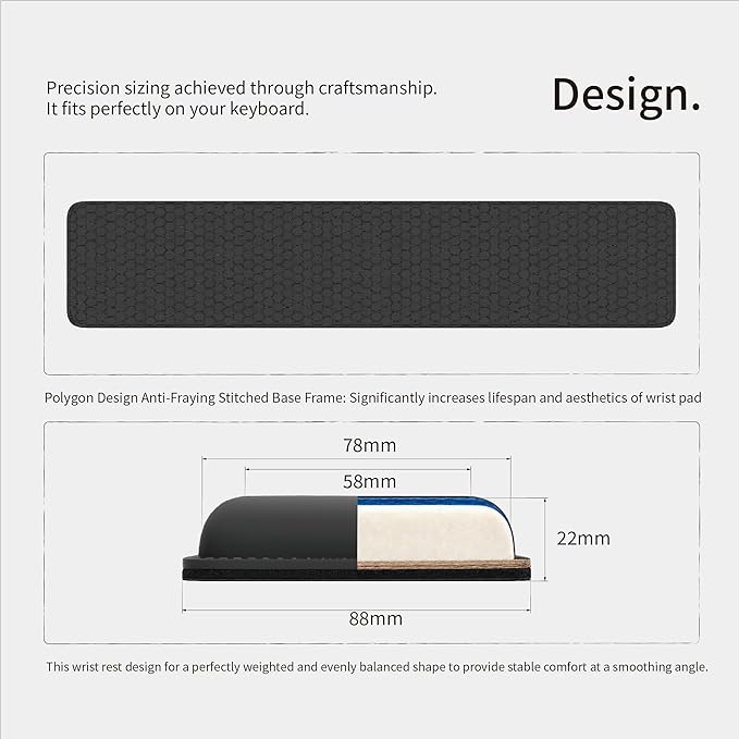 Faluber Cooling Gel Wrist Rest, 12.5-inch Length for Compact Keyboard, Memory Foam Palm Rest with Non-Slip Footpad, Ergonomic Design, Stain Resistant, PC Accessory Gaming Gear (Small-Compact)