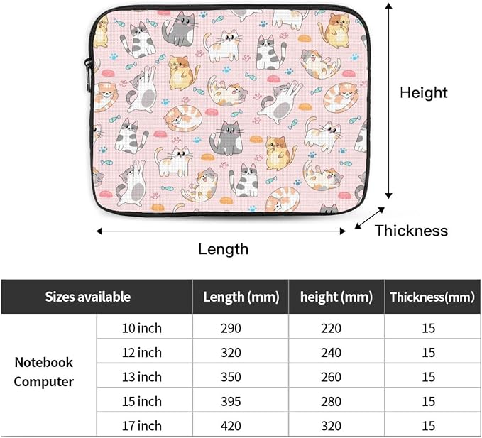 Pink Cat Laptop Sleeve Case for Men Women Waterproof Oxford Cloth Laptop Sleeve Bag Suitable for Most Ipads and Laptops Notebook Computer Pocket Tablet Traveling Carrying Simple Case 17 inch