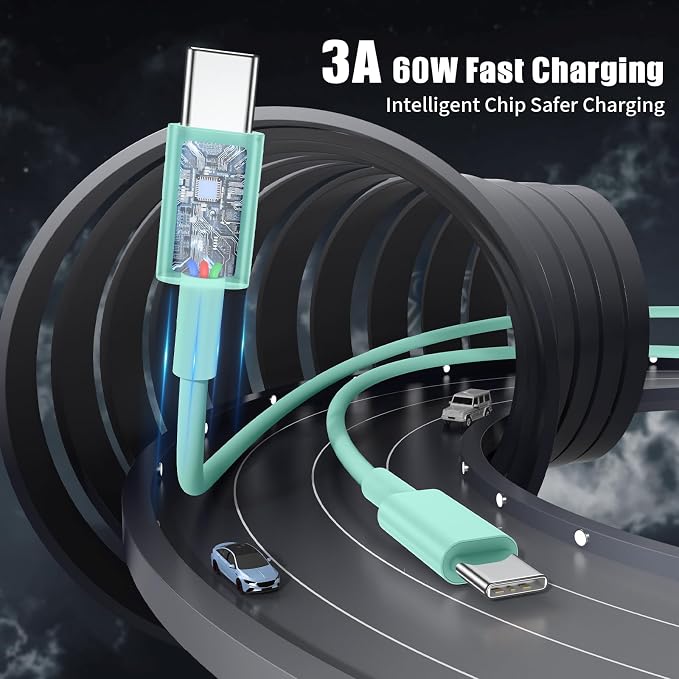 USB C to USB C Cable 3FT for Apple iPhone 16 15 Charger Cord,4Pack 60W C to C Cable Fast Charging Wire for iPhone 16 15 Pro Plus Pro Max iPad Pro/Air MacBook Pro/Air,for Galaxy S24 S23-Light Green