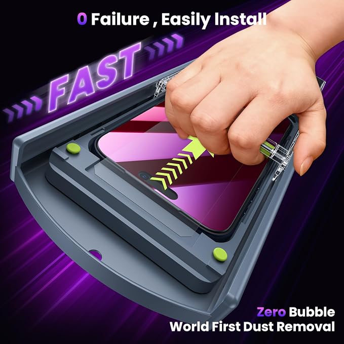 WSKEN for iPhone 17 Pro Max Privacy Screen Protector - Purple Gradient Anti Blue Light Eye Protection [Auto-Dust Removal] Shatterproof Tempered Glass Screen Protector 17 Pro Max, 2 Pack