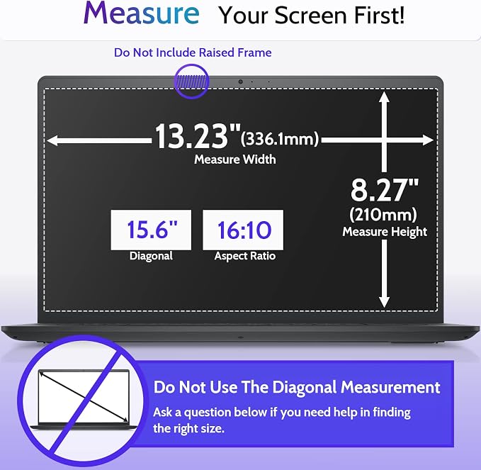 Peslv 3 Pcs 15.6 Inch Laptop Anti Blue Light Screen Protector for 16:10 Widescreen Monitor, 15" Computer Glare Filter/Uv Blocker Shield Cover/Eye Protection Film