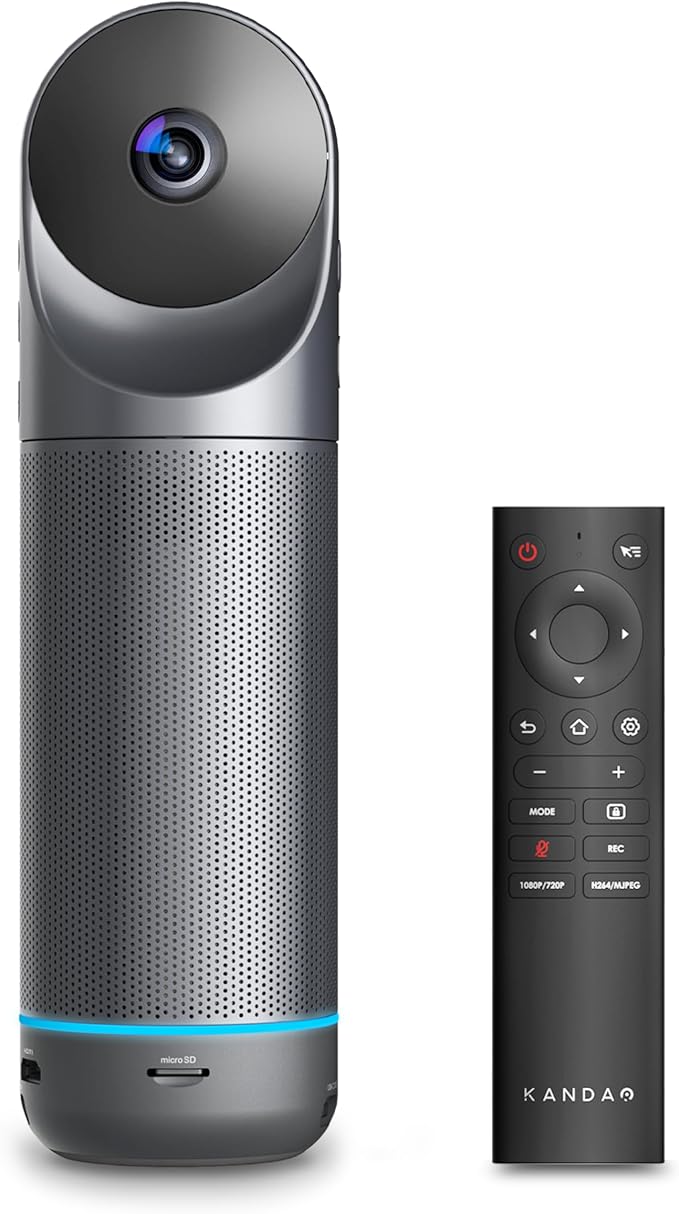 KanDao Meeting Pro 360-degree Video Conference Camera with Microphones and Speakers, AI Tracking, Smart Zooming, Automatic Focus, 4-in-one Standalone Meeting Room Camera System, Wi-fi/HDMI/USB