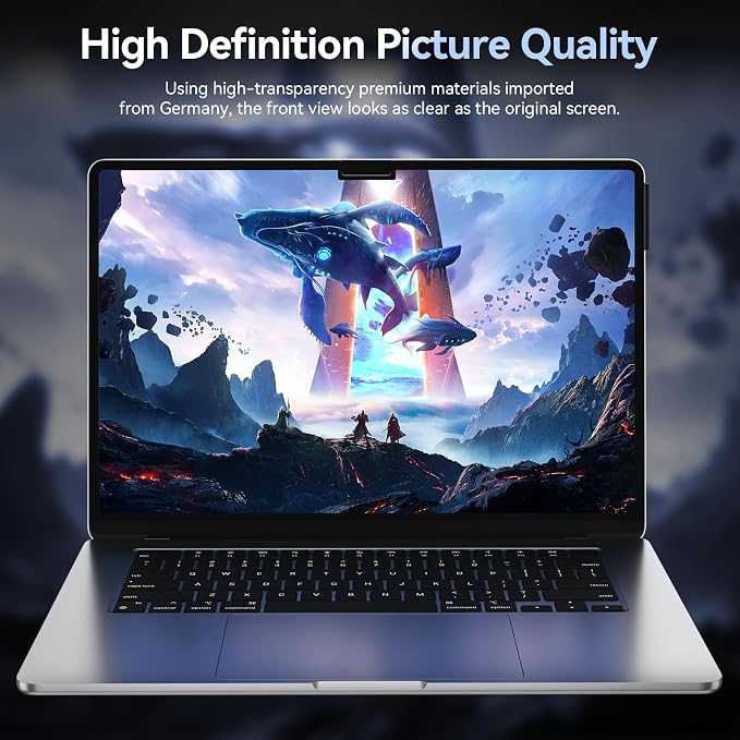 Privacy Screen Protector Compatible with MacBook Air 13.6 Inch (2022-2026), Easy On/Off Removable Anti Spy Blue Light Glare Shield Film Laptop Privacy Filter for Apple Mac Air 13" M2 (A2681 A3113 A3240 A3449)