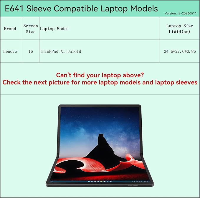 Smatree Elite Laptop Sleeve for 16 inch Lenovo ThinkPad X1 Unfold, Protective Laptop Sleeve with Accessory Pocket, YKK Zipper, Patented Super-Corner Design (E641)