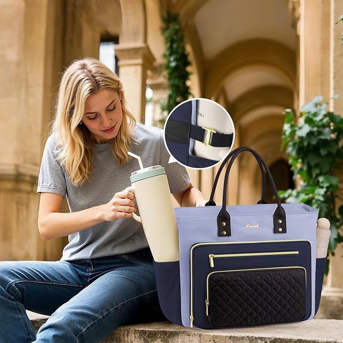 LOVEVOOK Laptop Tote Bag for Women, Teacher Work Bags Computer Laptop Bag, Nurse Bags With Large Cup Holder, Professional Briefcase Business Large Purses Handbag, Diaper Bag Mother Gift, 17 Inch