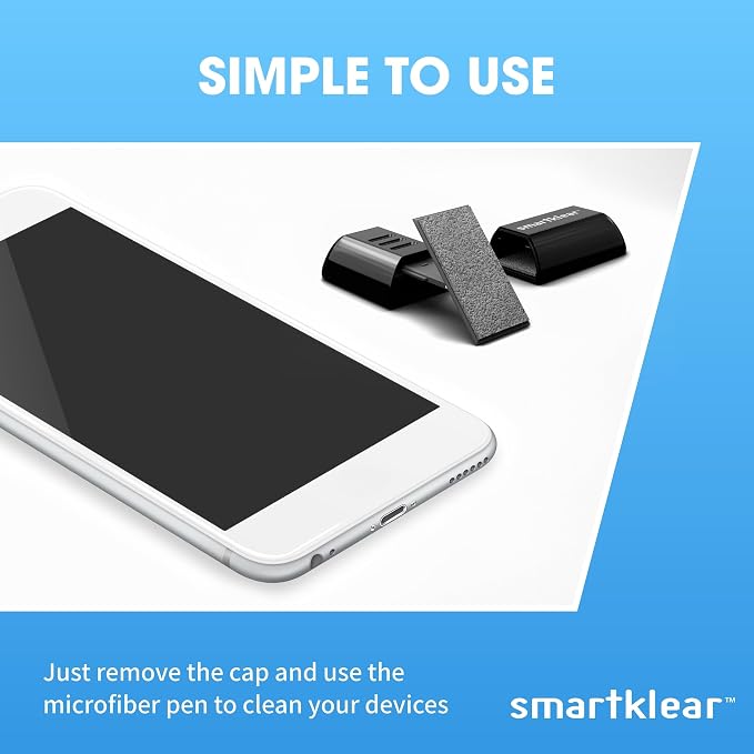 SmartKlear Smart Phone Screen Cleaner - Compatible with iPhones, Androids, and More - Cleaner with Carbon Microfiber Tech-Black-1 Count (Pack of 1)