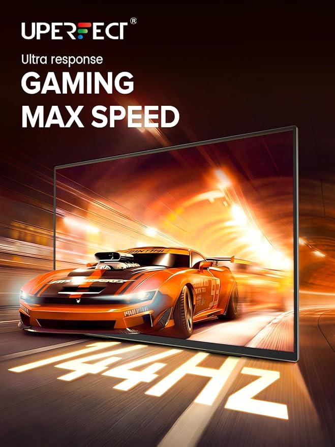 UPERFECT QLED 24" 144Hz Portable Monitor 1080P 145% sRGB 450Nits w/Stand & VESA, HDMI USB-C FHD Travel Monitor for Laptop/Gaming Devices/Phone/Mini PC, External Second Screen for Gaming & Work
