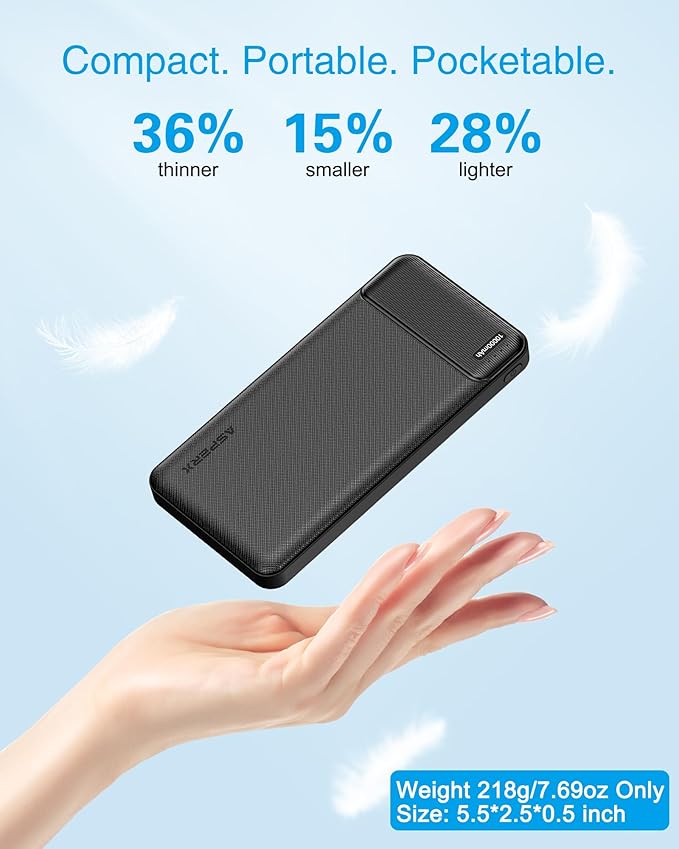 AsperX 2-Pack 10000mAh USB C Output Portable Charger Power Bank Fast Charging, Portable Phone Charger External Battery Pack for iPhone, Samsung, Google LG and Heated Vest