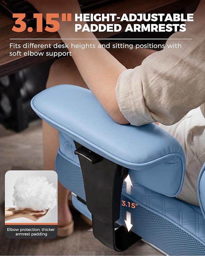 GTPLAYER Big and Tall Office Chair, Wide Ergonomic Gaming Chair with Deluxe Embossing Designed Leather with Foot Rest,150°Reclining Adjustable Soft Armrests Pocket Spring Back Support and Pillow