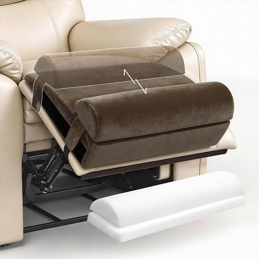 Recliner Foot Rest Cushion - Recilner Leg Rest Cushion with Removable Semi-Cylinder for Superior Support, Adjustable Recliner Foot Rest Extender, Recilner Leg Pillow with 2 Straps, Coffee