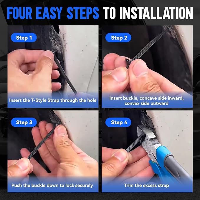 AUTOKAY 200 Pcs Nylon Universal Cable Tie Buckle Zip Tie, Car Strap Style Zip Ties, Plastic Push Rivet Auto Body Parts Trim, Bumper Retainer Fender Liner Door Panel Fastener Wire Bundling, Home&Garage