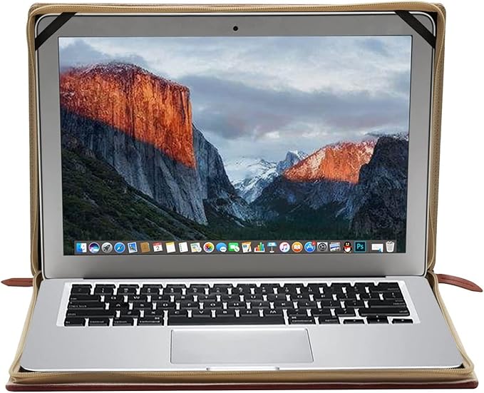 MOSISO Compatible with MacBook Air 13 inch Case A1466 A1369 Older Version 2010-2017 Release, PU Leather Laptop Sleeve Vintage Retro Zippered Portfolio Protective Case Cover, Brown