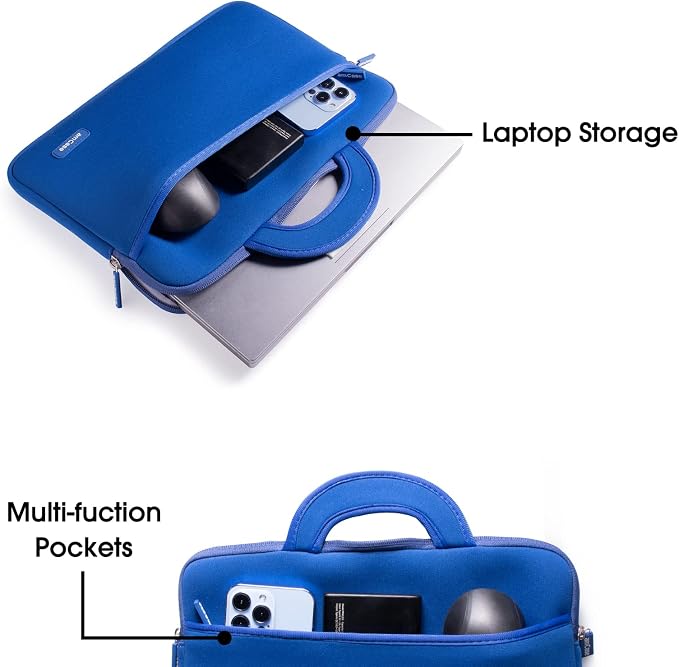 amCase for Chromebook Case-11.6 to 12 inch Neoprene Travel Sleeve with Handle-Blue