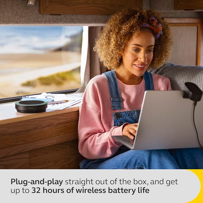 Jabra Speak2 75 (2025 Edition) Wireless Bluetooth Speakerphone - 4 Noise-Cancelling Mics, 65mm Speakers - New Linking Feature - USB-C Dongle - Certified for Microsoft Teams - Dark Grey