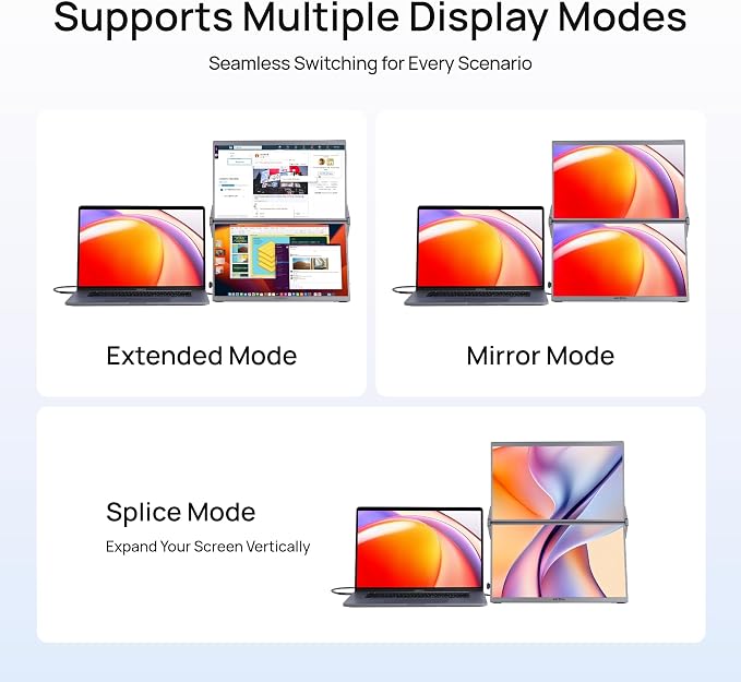 ARZOPA 15.6" Dual Portable Monitor for Laptop, Foldable Stackable FHD 1080P 100% sRGB IPS Extender, USB C & HDMI Connectivity, Adjustable Kickstand, for Mac PC Windows Gaming Office Travel-E1 Gray