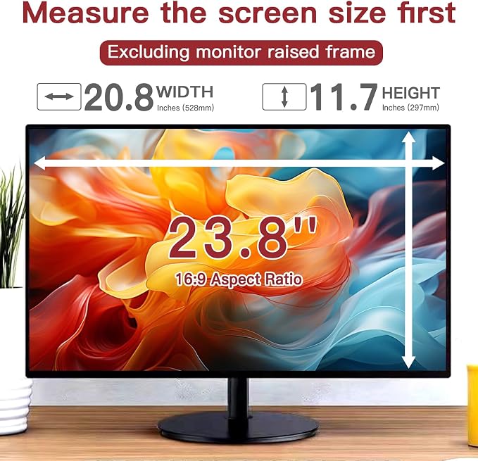 2 Pack 23.8 Inch Privacy Screen for Computer Monitor 16:9 Aspect Ratio, Eye Protection Anti Glare Computer Screen Cover, Removable Anti-Scratch Computer Screen Privacy Shield for 23.8'' Monitor