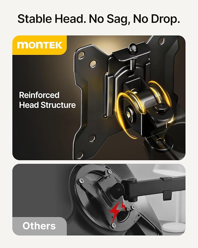 monTEK Quad Monitor Stand Mount, Fully Adjustable Desk Mount for 4 Screen up to 17”-32” and 22lbs Capacity Each Arm, Stable Monitor Arm with C Clamp and Grommet Base, VESA 75x75mm/100x100mm