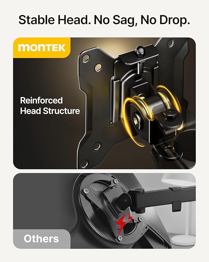 monTEK Triple Monitor Stand Mount, Fully Adjustable Desk Mount for 3 Screen up to 17”-32” and 22lbs Capacity Each Arm, Stable Monitor Arm with C Clamp and Grommet Base, VESA 75x75mm/100x100mm