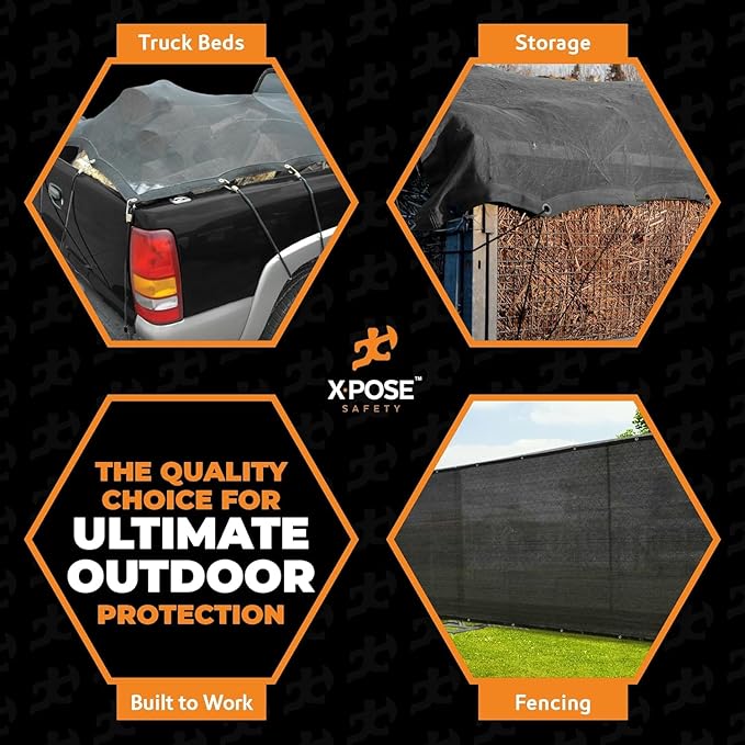 Heavy Duty Mesh Tarp 20' x 40' - Bulk Half Pallet (8 Pack) Multipurpose Black Protective Cover with Air Flow - Use for Shade, Fences, Canopies, Dump Trucks – Weatherproof & Durable by Xpose Safety