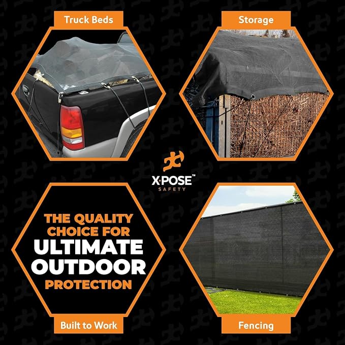 Xpose Safety Heavy Duty Mesh Tarp 12' x 16' (2-Pack) – Multipurpose Black Protective Cover with Air Flow - Use for Tie Downs, Shade, Fences, Canopies, Dump Trucks – Weather and Tear Resistant