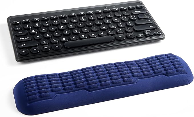 UnivoColors Memory Foam Keyboard Wrist Rest,Latest 3.0 Wave Curve Design,High-Resilience Memory Foam Non-Slip Base,Fits Compact Keyboards,Ideal for Work and Gaming(Navy)