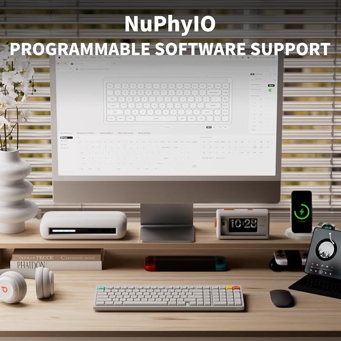 NuPhy Node100 Wireless Mechanical Keyboard, Hot Swappable Custom Low Profile Keyboard, 103 Keys Computer Gaming Keyboards, Supports Touch Gestures, PBT Keycaps, RGB Backlit, Bluetooth/2.4GHz/USB-C