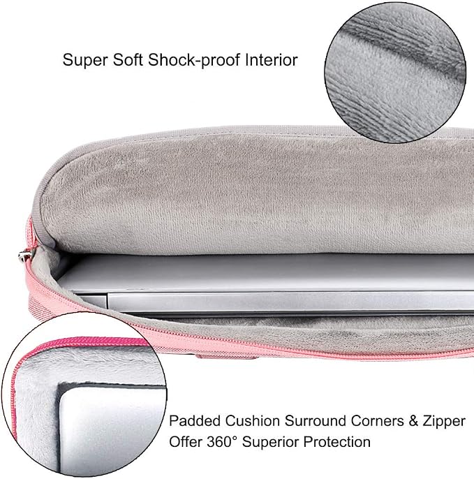 Voova Laptop Bag 17 17.3 Inch, 360° Protective Laptop Case Sleeve with Shoulder Strap Compatible with 17-18 Inch Lenovo Asus Acer Dell Hp, Waterproof Computer Bag Slim Briefcase for Women, Pink