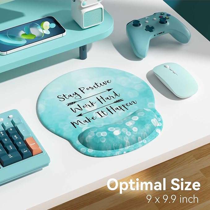 Ergonomic Mouse Pad with Wrist Rest,Mousepad with Wrist Support - Cute Gel Portable Mouse Pads for Desk Laptop,Computer,Office & Home Decor-(Glittery Green)